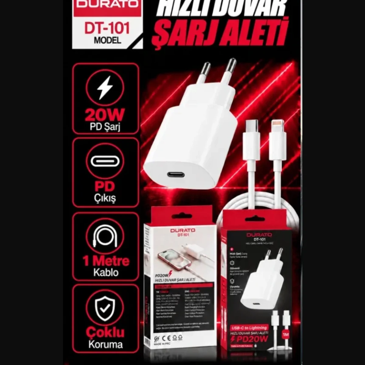 PD LİGHTNİNG 20W ŞARJ CİHAZI