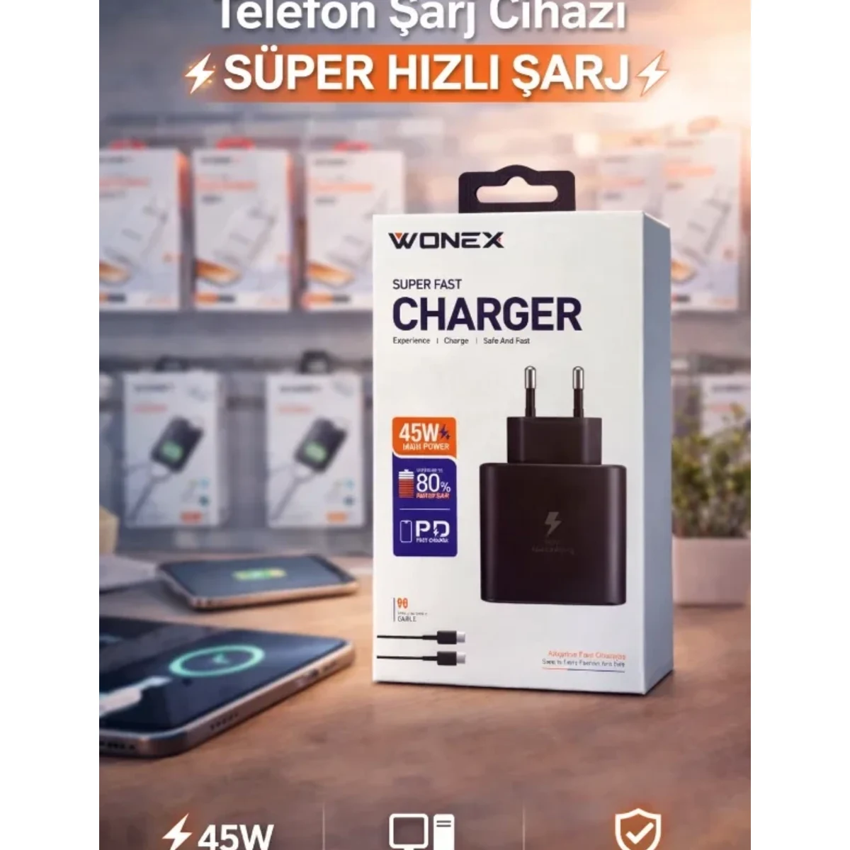 45 W TYPE-C HIZLI ŞARJ ALETİ