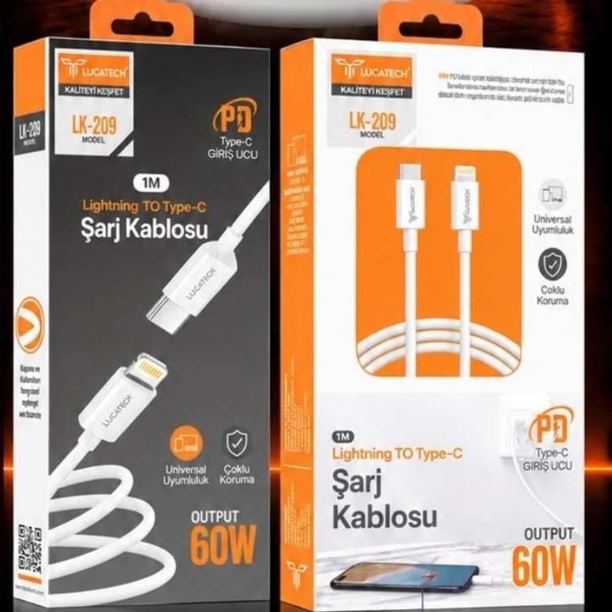 PD TYPE-C TO LİGHTNİNG ŞARJ KABLOSU 60W