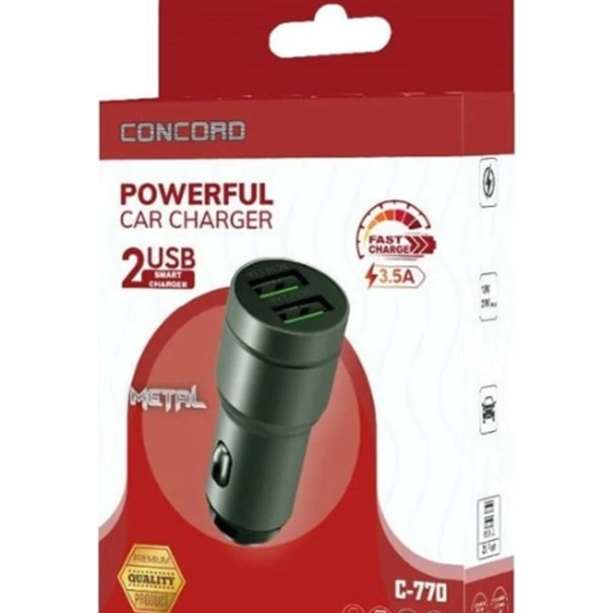 3.5A Çift USB Metal Araç Şarjı