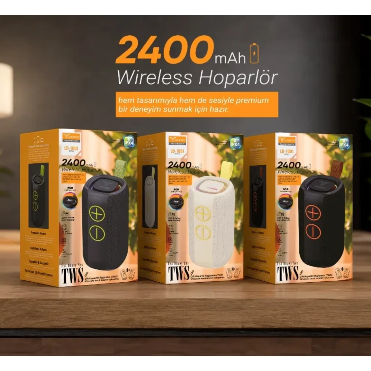 TAŞINABİLİR RGB IŞIKLI WİRELESS HOPARLÖR 30W 2400 MAH