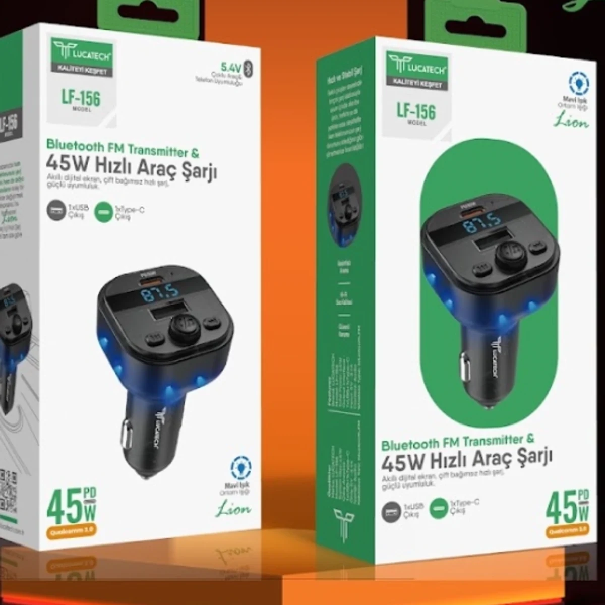 ARAÇ TRANSMİTTER 1 USB 2 PD HIZLI ŞARJ 45W