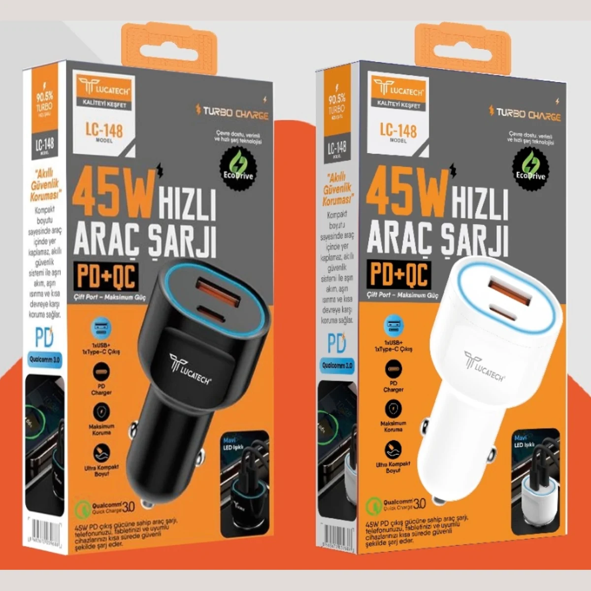 PD+USB TURBO ARAÇ ŞARJ BAŞLIĞI 45W