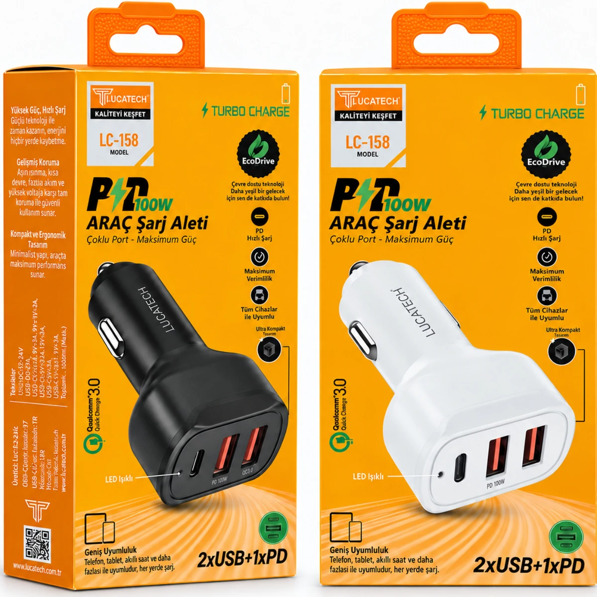 PD TURBO ARAC SARJ BASLIGI 100W 2 XUSB + 1X PD