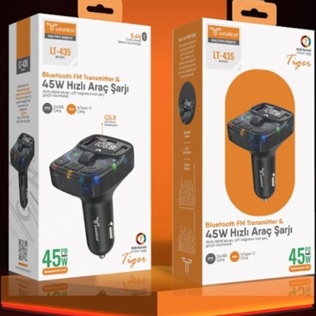 BLUETOOTH FM TRANSMİTTER & 45W HIZLI ARAÇ ŞARJI